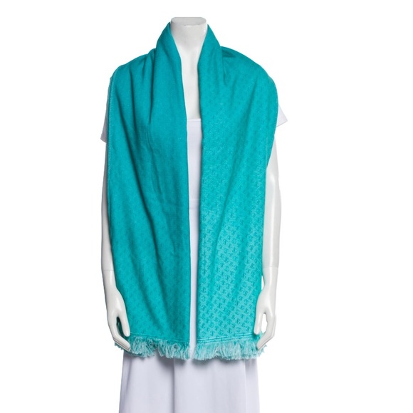 JIMMY CHOO Aqua Blue JC Monogram Print Cotton Beach TOWEL Terry 70 x 36.75 inch - Picture 3 of 5